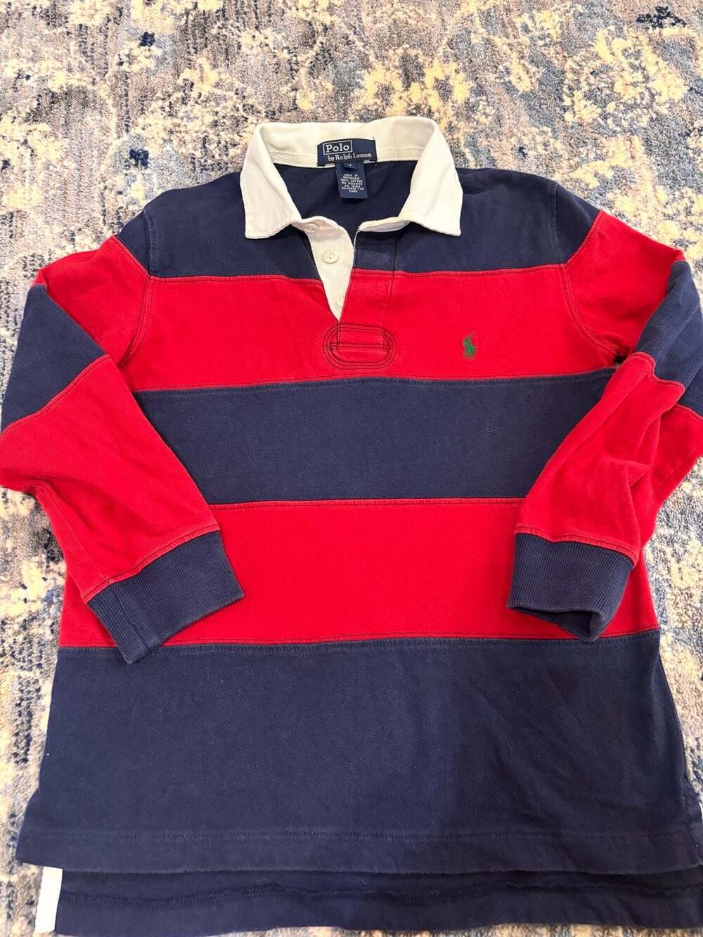 Polo By Ralph Lauren Rugby Shirt Size 7 Red Blue